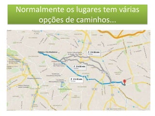 Normalmente os lugares tem várias
opções de caminhos...
 