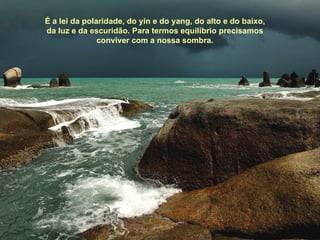 É a lei da polaridade, do yin e do yang, do alto e do baixo,
da luz e da escuridão. Para termos equilíbrio precisamos
               conviver com a nossa sombra.
 