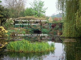 Você agora, não sente amor,
agora você é amor!
E sendo amor, você é pleno.
 