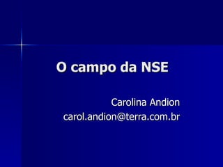 O campo da NSE Carolina Andion [email_address] 