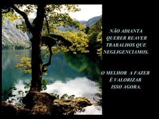 NÃO ADIANTA QUERER REAVER TRABALHOS QUE NEGLIGENCIAMOS. O MELHOR  A FAZER  É VALORIZAR  ISSO AGORA . 