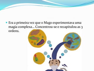 Era a primeira vez que o Mago experimentava uma magia complexa… Concentrou-se e recapitulou as 3 ordens. 