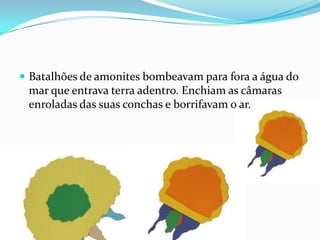 Batalhões de amonites bombeavam para fora a água do mar que entrava terra adentro. Enchiam as câmaras enroladas das suas conchas e borrifavam o ar.
