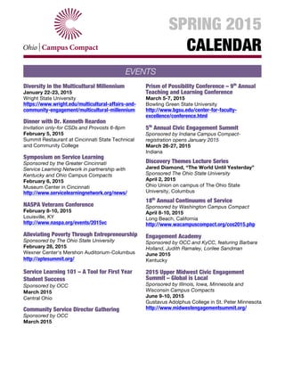 Ohio Campus Compact Spring 2015 End Of Semester Events Calendar