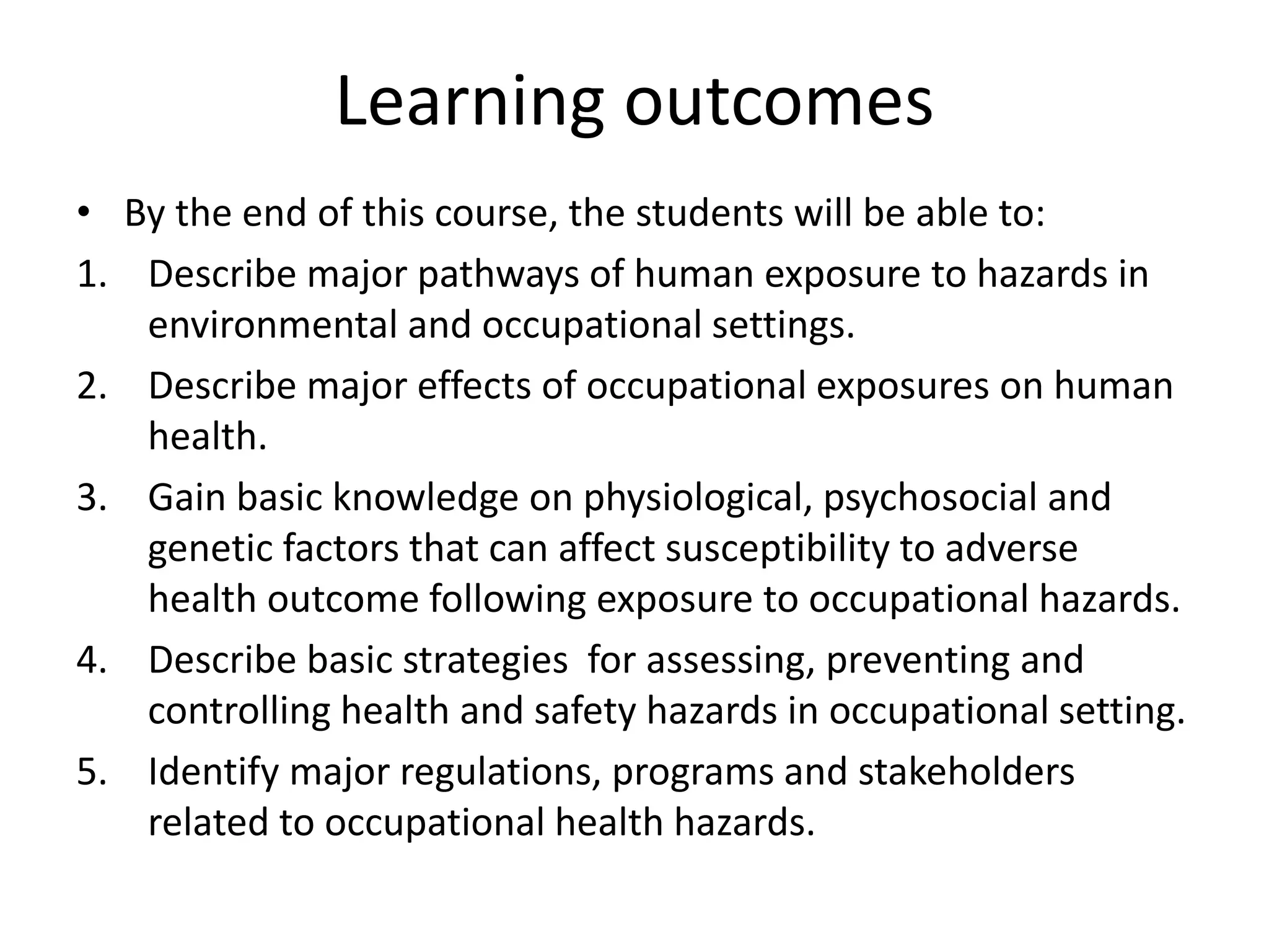Occupational health and safety management | PPT