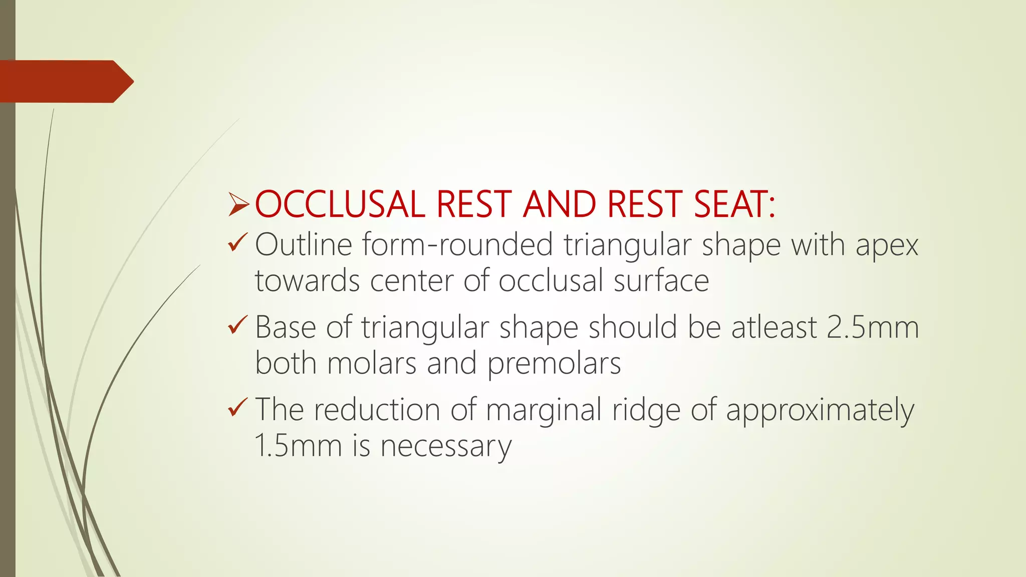 overview of occlusal rests and rest seats | PPTX