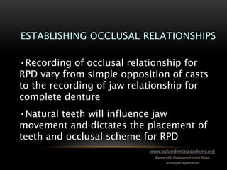 Occlusal Record Rpd Occlusion in removable partial Denture | PDF