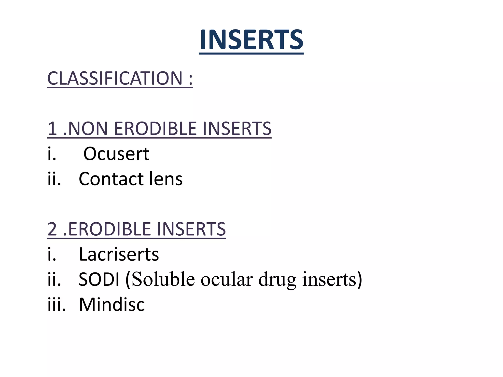 Occular drug delivery systems | PPTX