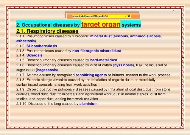 Occupational Diseases  International List