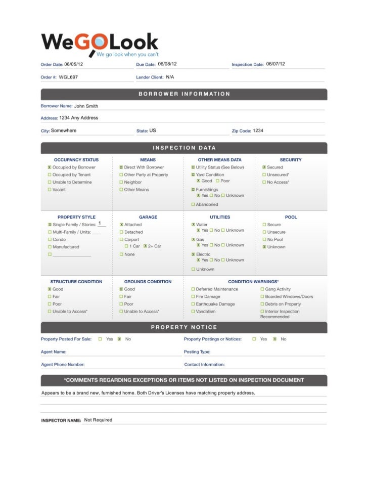 Field Services Occupancy Inspection and Verification Report