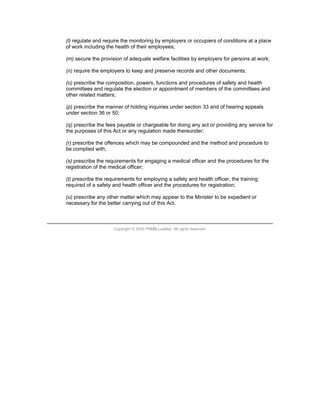 Occupational Safety And Health Act 1994 Malaysia | PDF