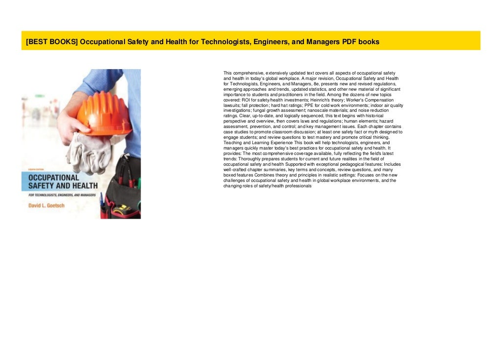 [BEST BOOKS] Occupational Safety and Health for Technologists