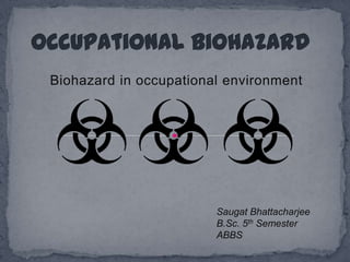 Biohazard in occupational environment
Saugat Bhattacharjee
B.Sc. 5th Semester
ABBS
 