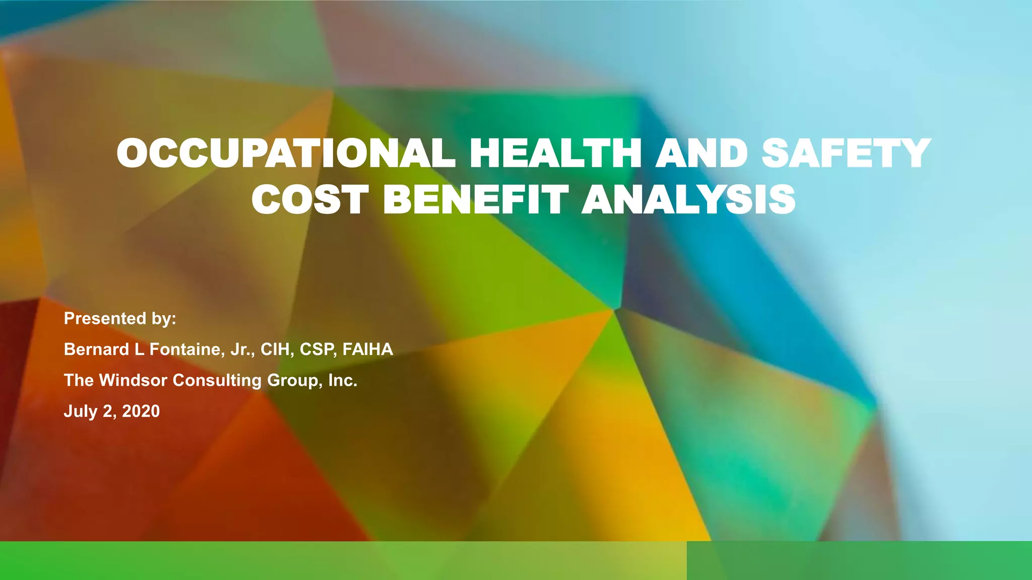 Occupational Health and Safety Cost Benefit analysis | PPTX