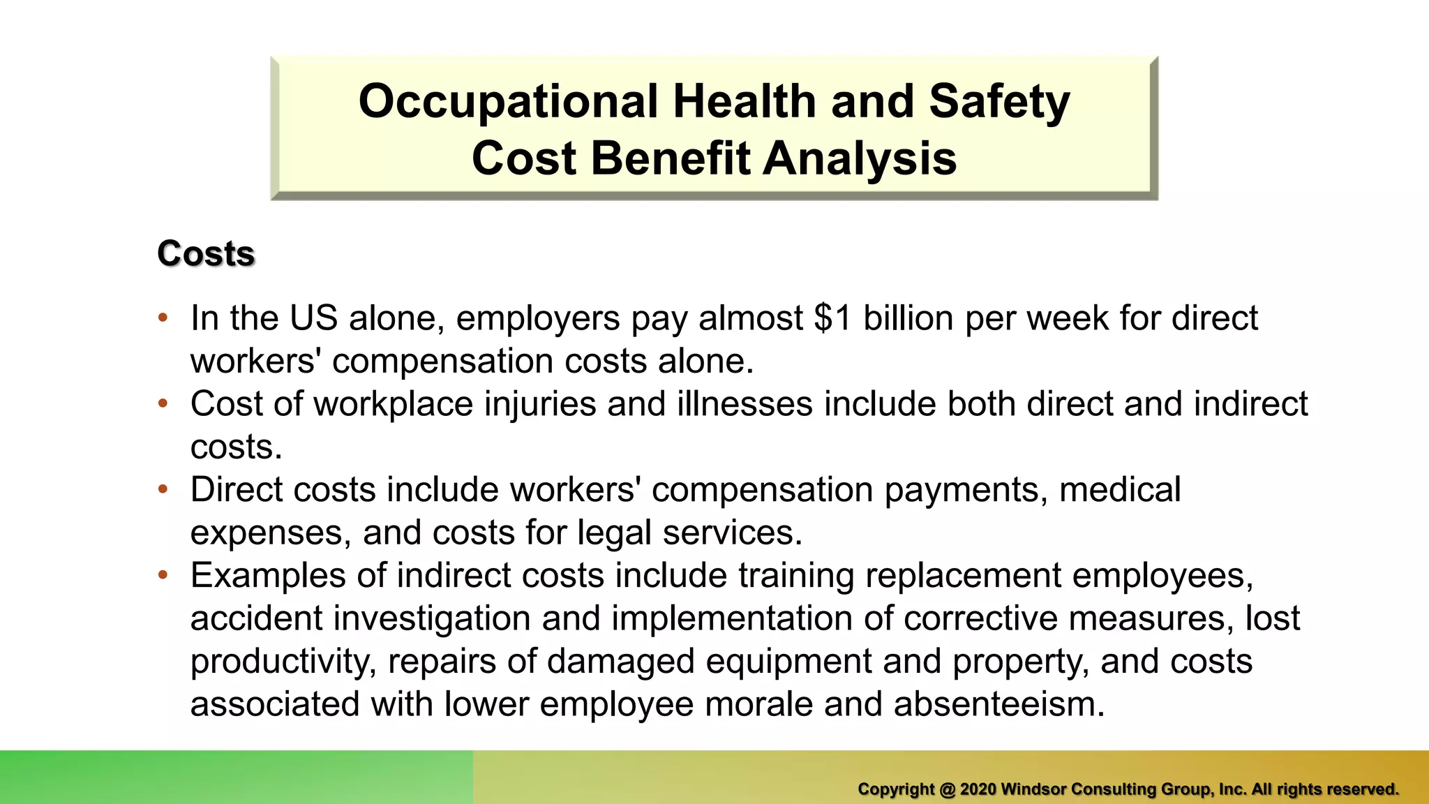 Occupational Health and Safety Cost Benefit analysis | PPTX