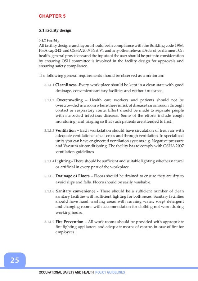 occupational health and safety policy guidelines for the health secto