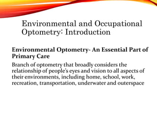 Occupational ocular problems | PPTX