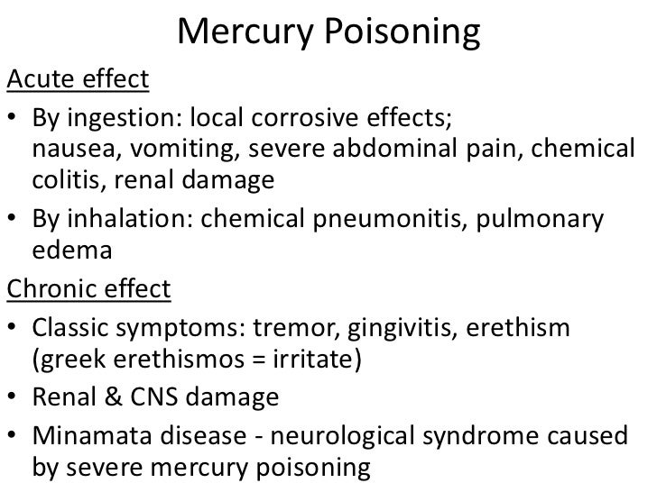 What are some symptoms of mercury poisoning?