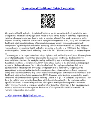 Occupational Safety And Health Act | PDF