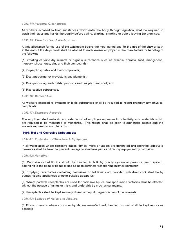 Occupational Safety and Health Standards. Department of Labor and Emp…