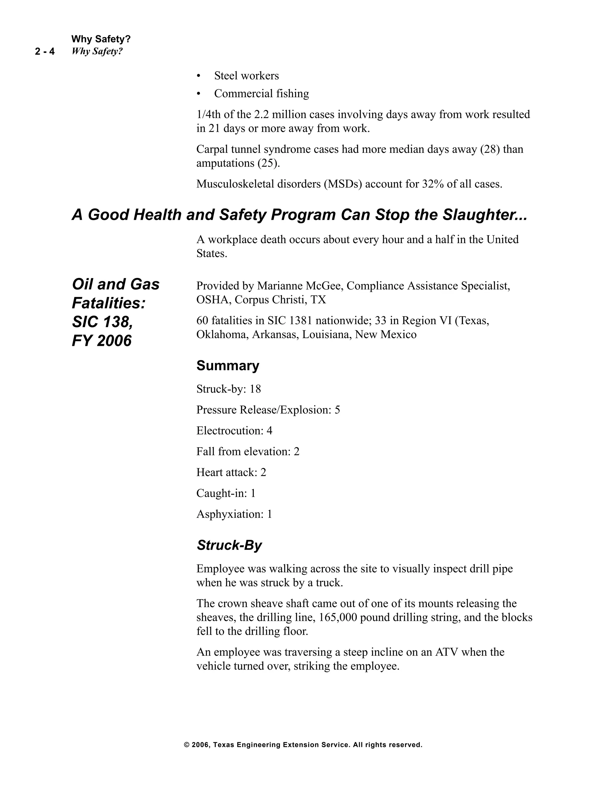 Occupational Safety and Health Standards for the Oil and Gas Industry ...
