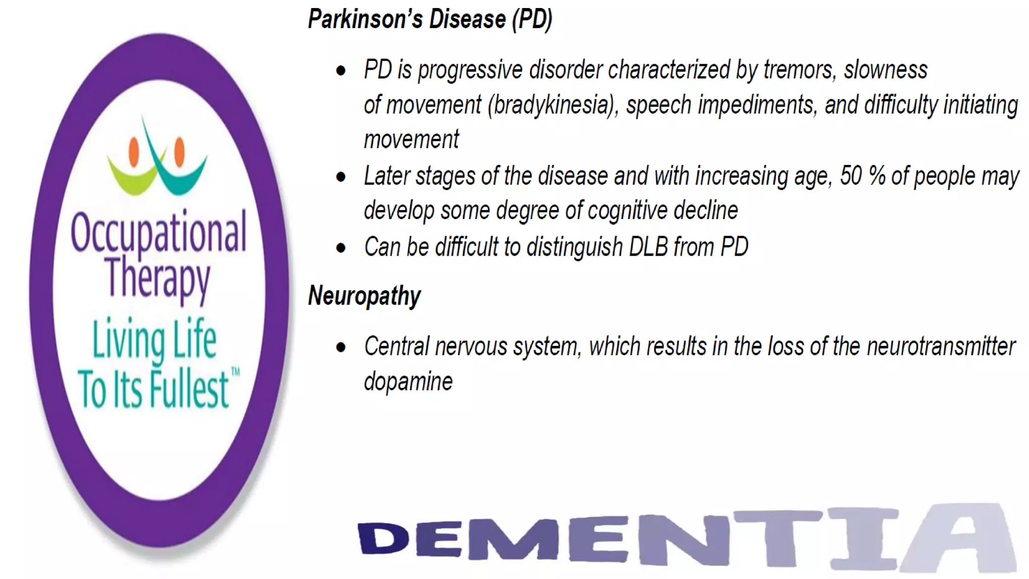 Occupational Therapy and Dementia Care part 2