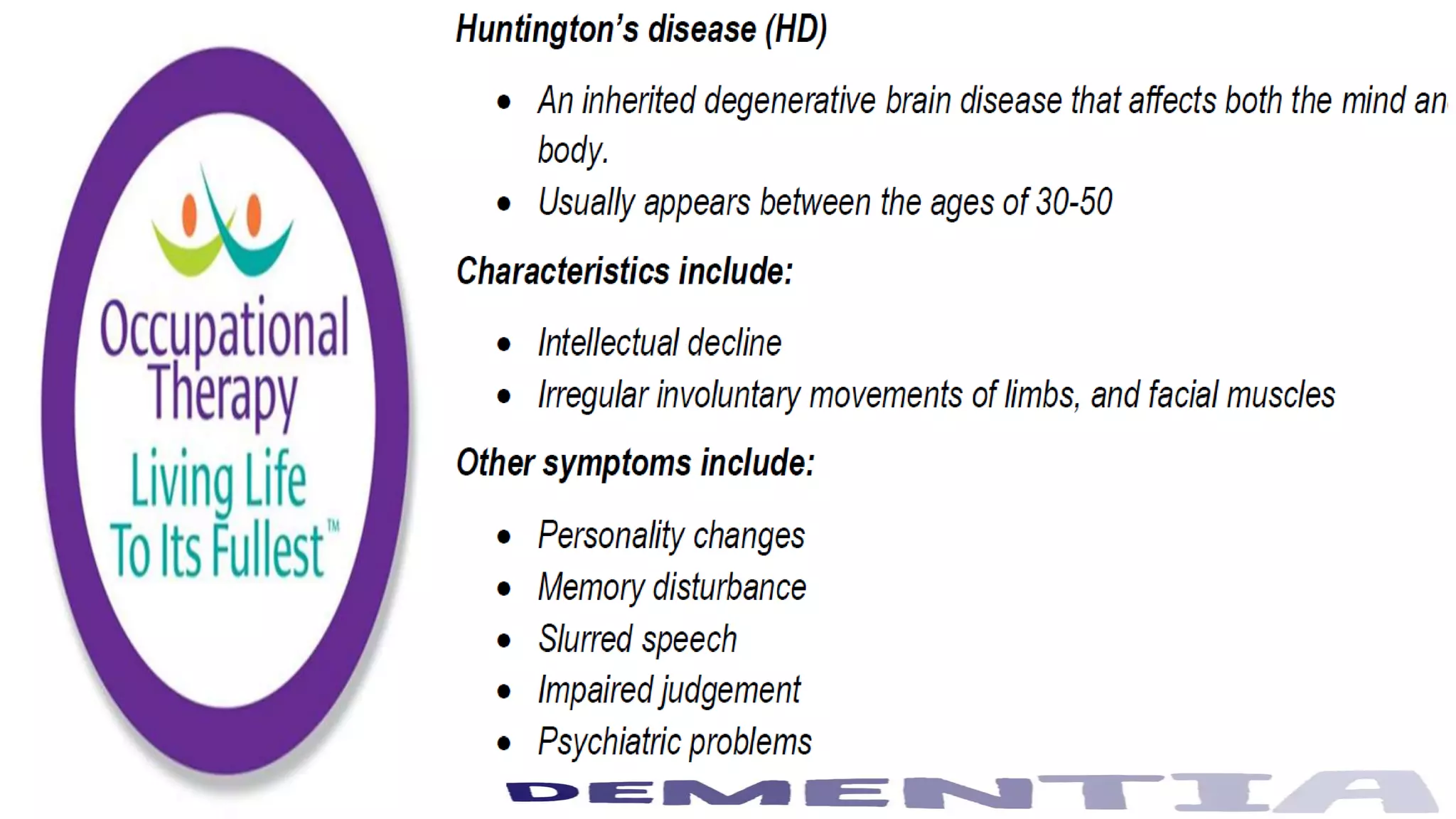 Occupational Therapy and Dementia Care part 2