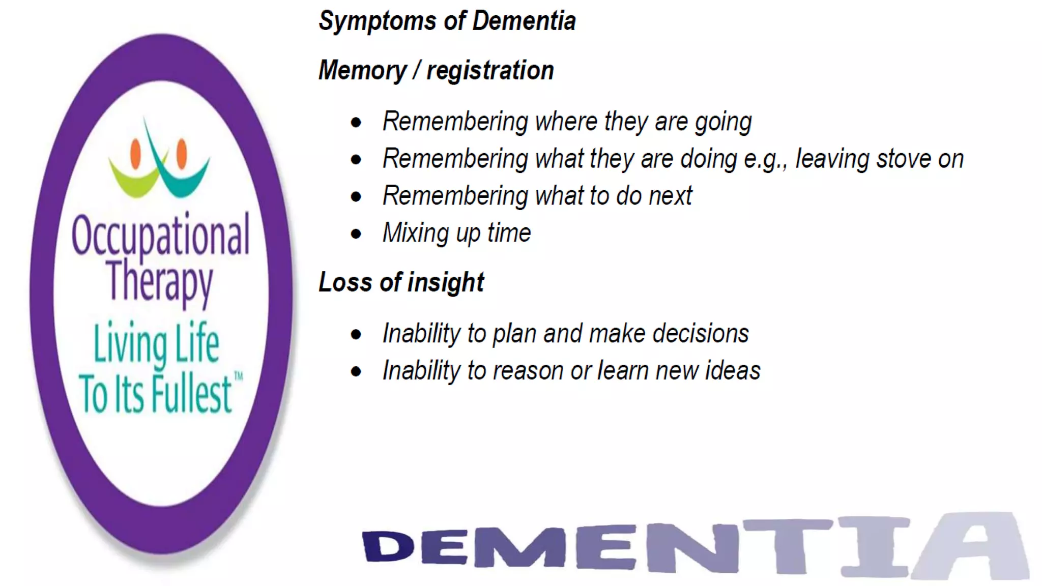Occupational Therapy and Dementia Care part 2