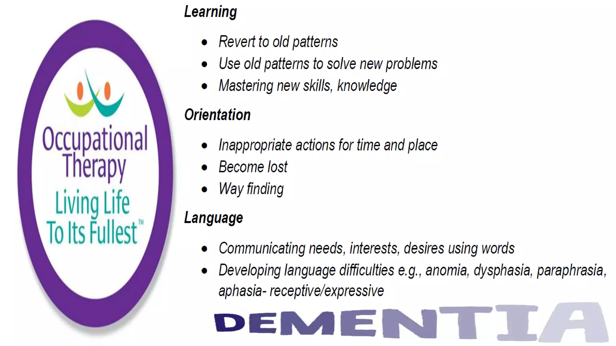 Occupational Therapy and Dementia Care part 2