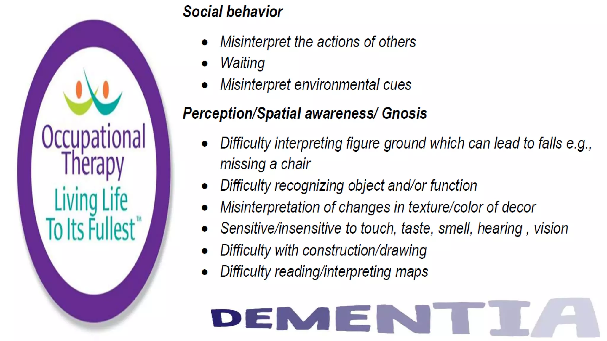 Occupational Therapy and Dementia Care part 2