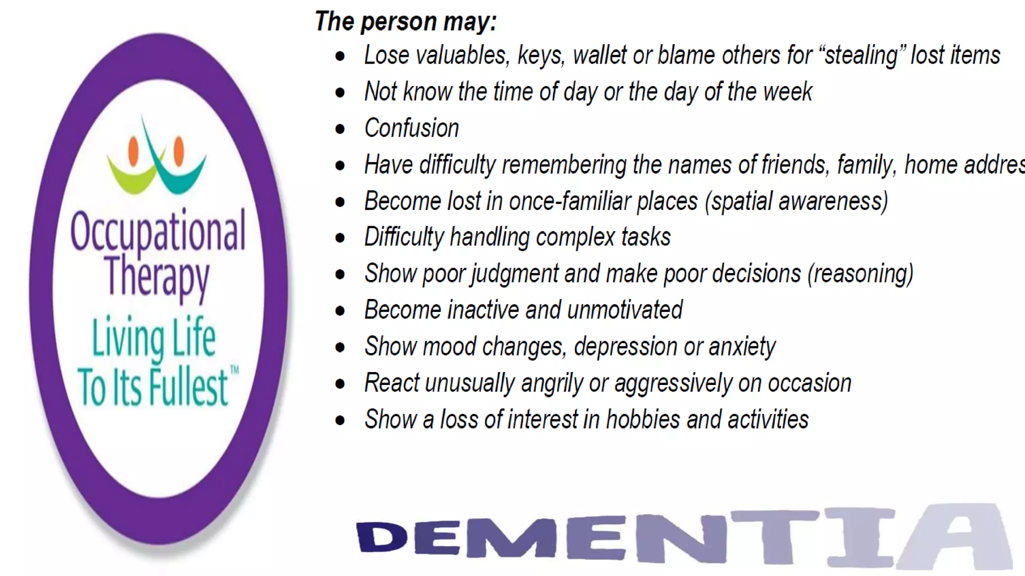 Occupational Therapy and Dementia Care part 2