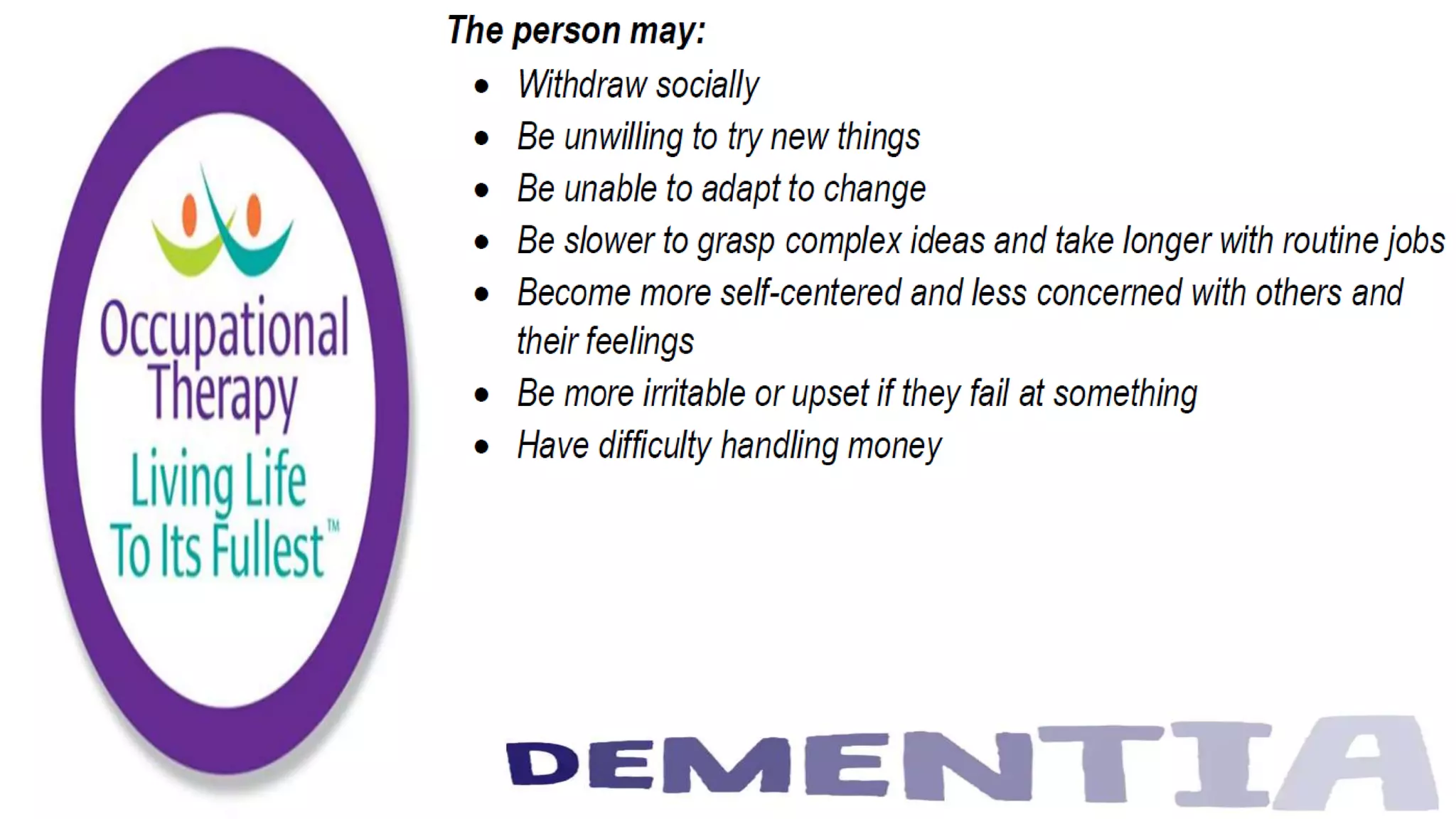 Occupational Therapy and Dementia Care part 2