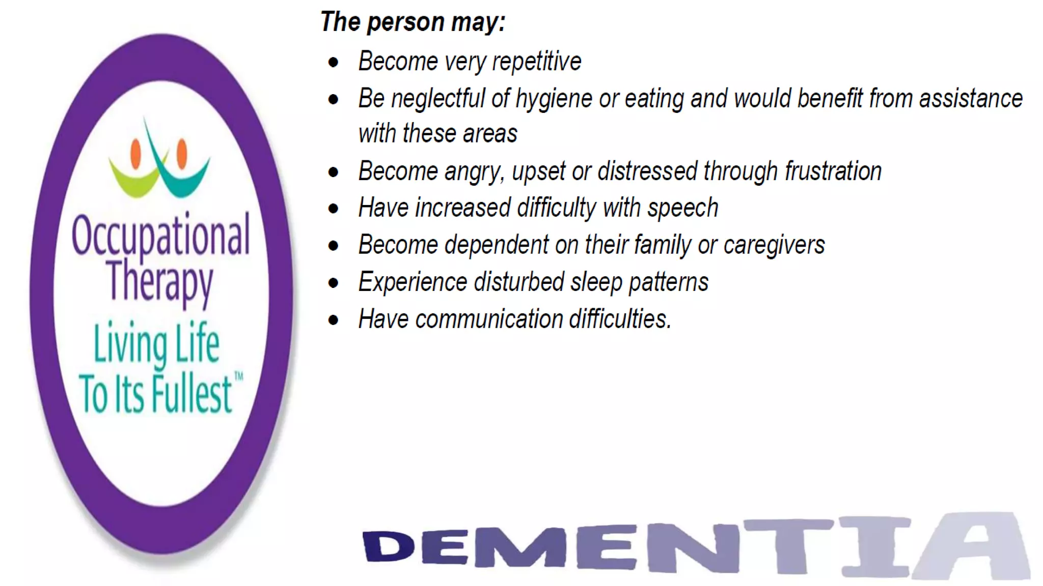 Occupational Therapy and Dementia Care part 2