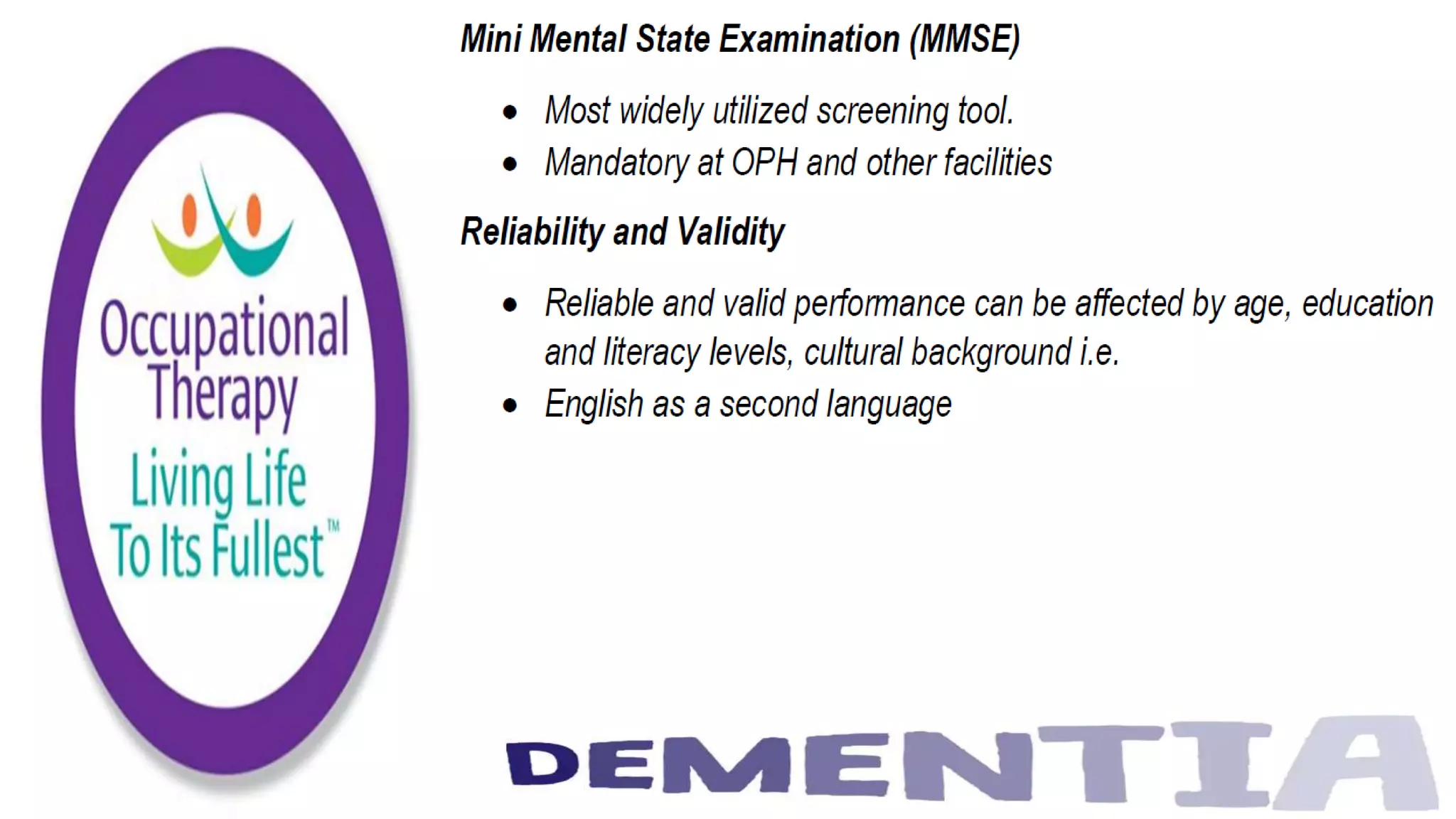 Occupational Therapy and Dementia Care part 2