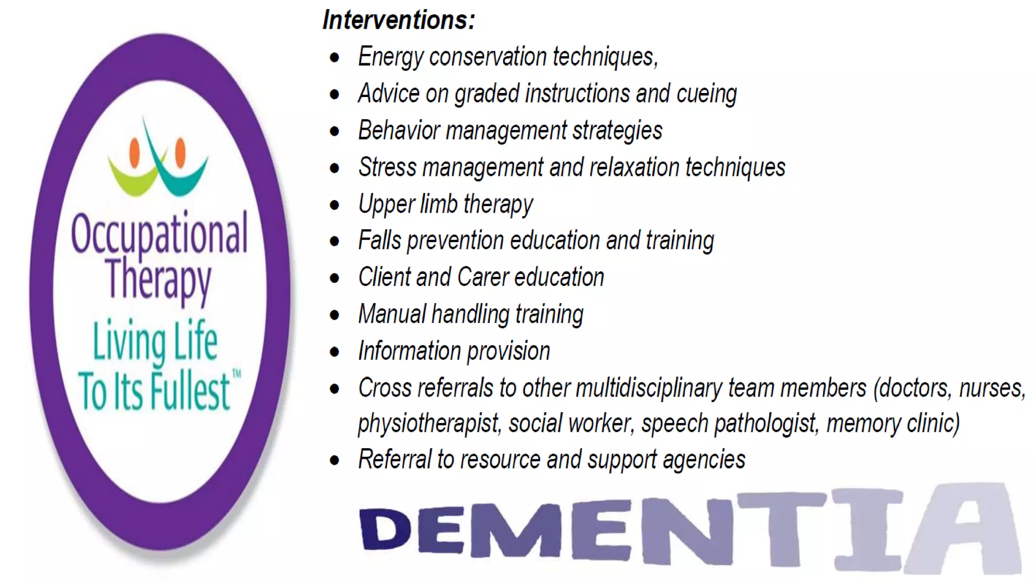 Occupational Therapy and Dementia Care part 2