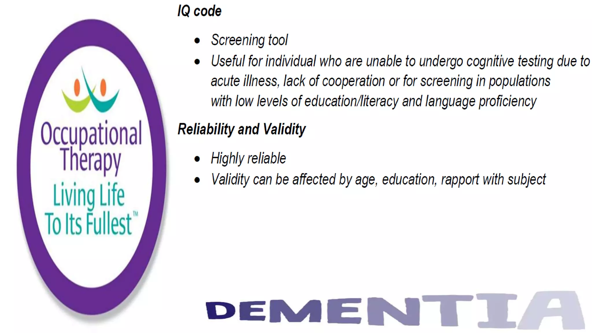 Occupational Therapy and Dementia Care part 2