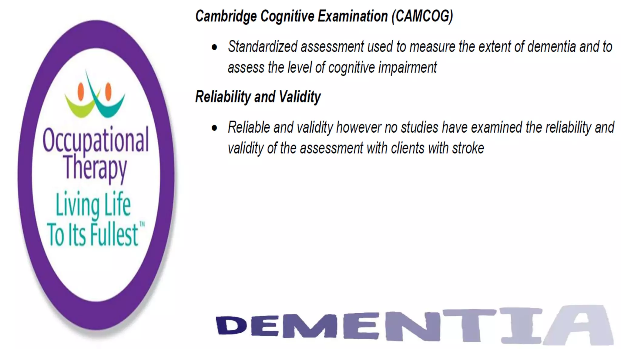 Occupational Therapy and Dementia Care part 2