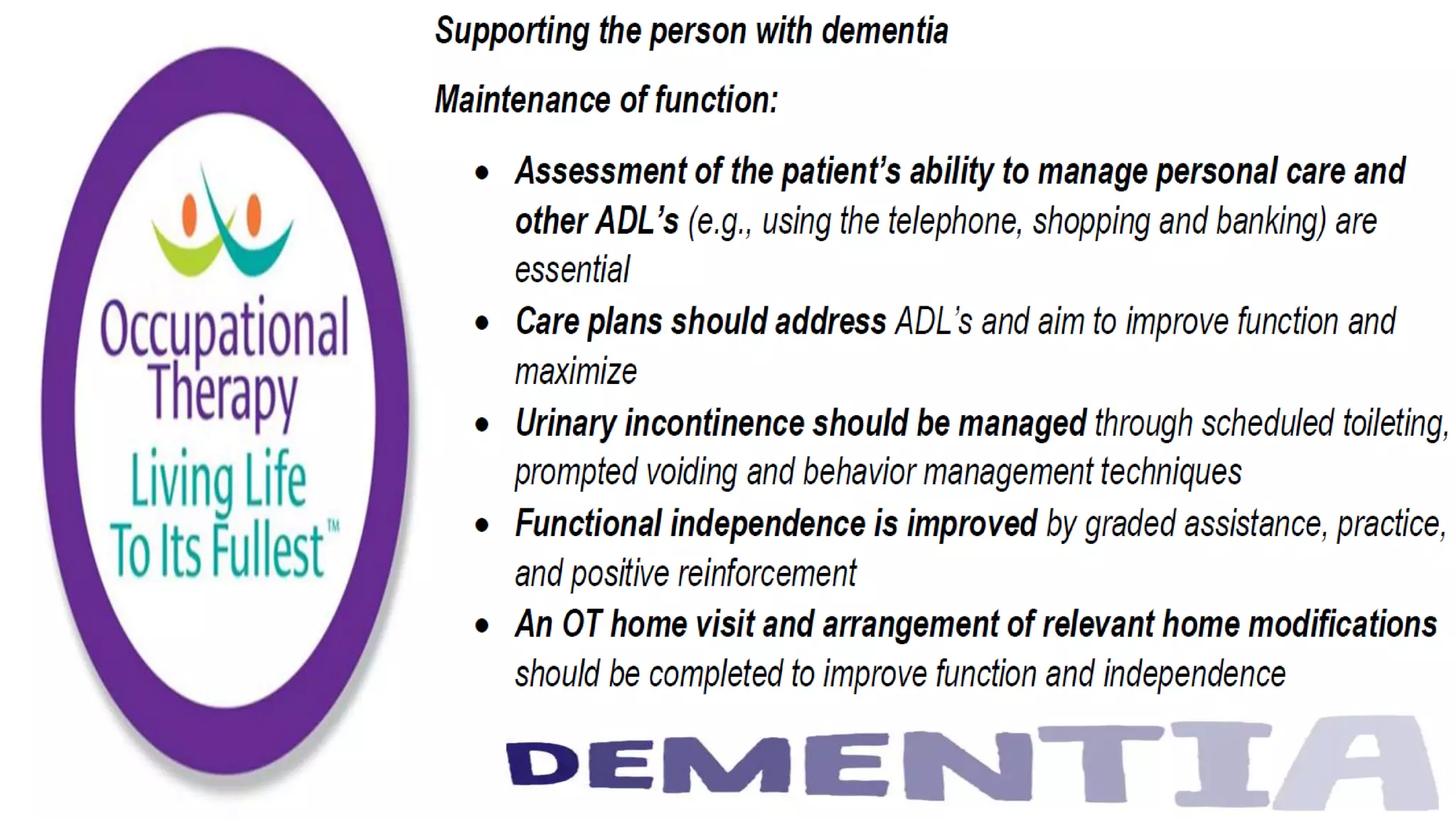 Occupational Therapy and Dementia Care part 2