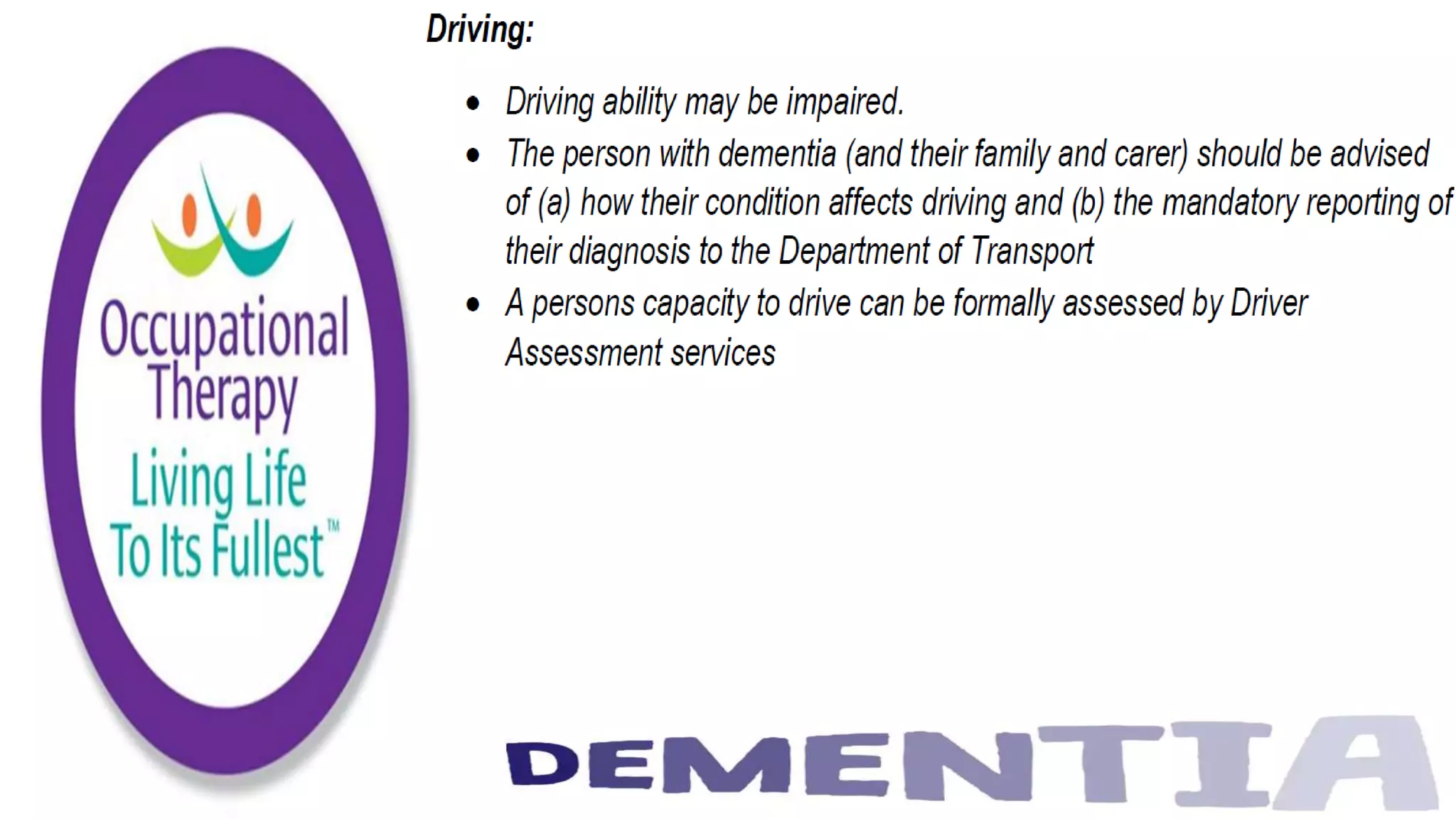 Occupational Therapy and Dementia Care part 2