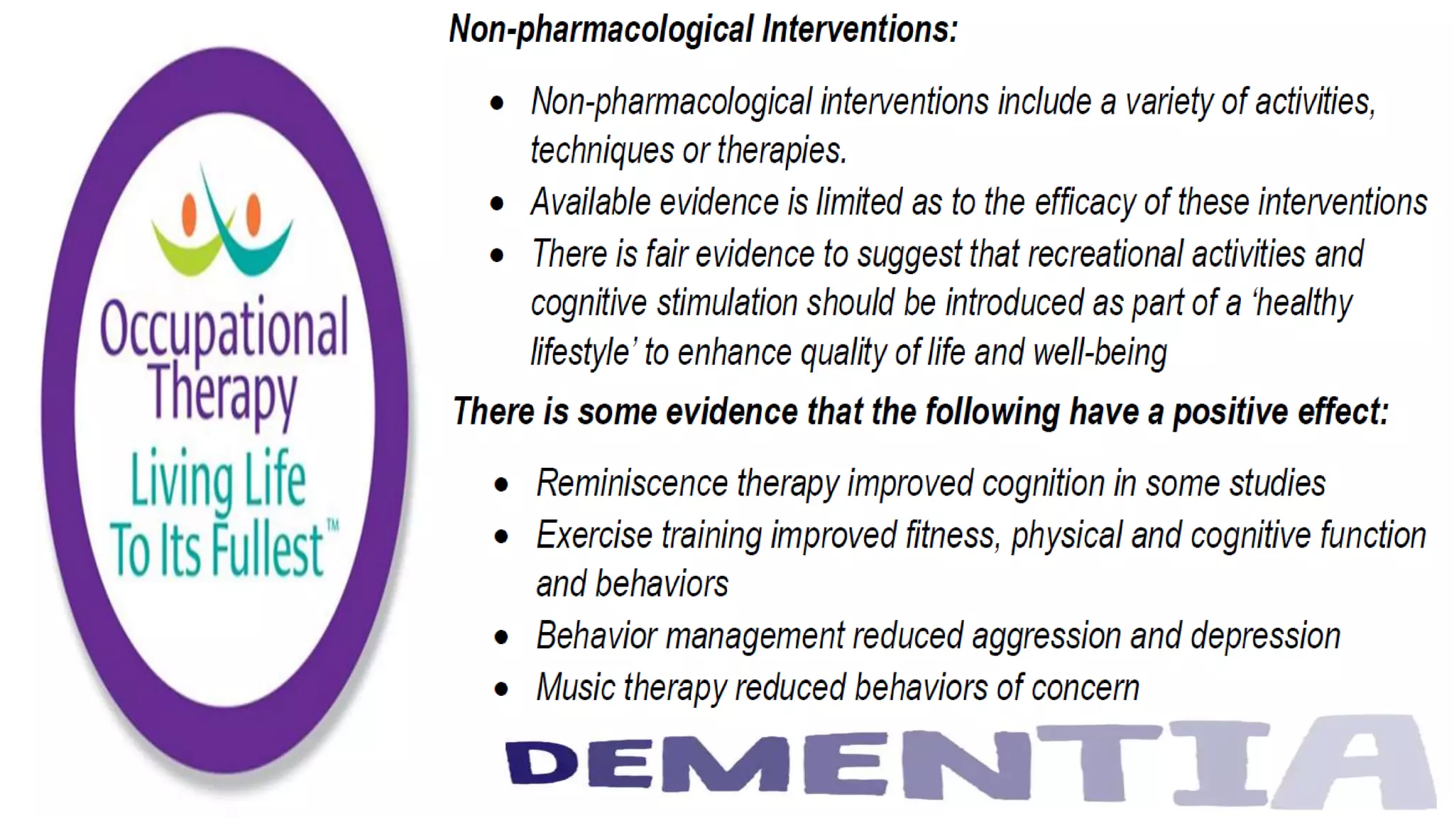 Occupational Therapy and Dementia Care part 2