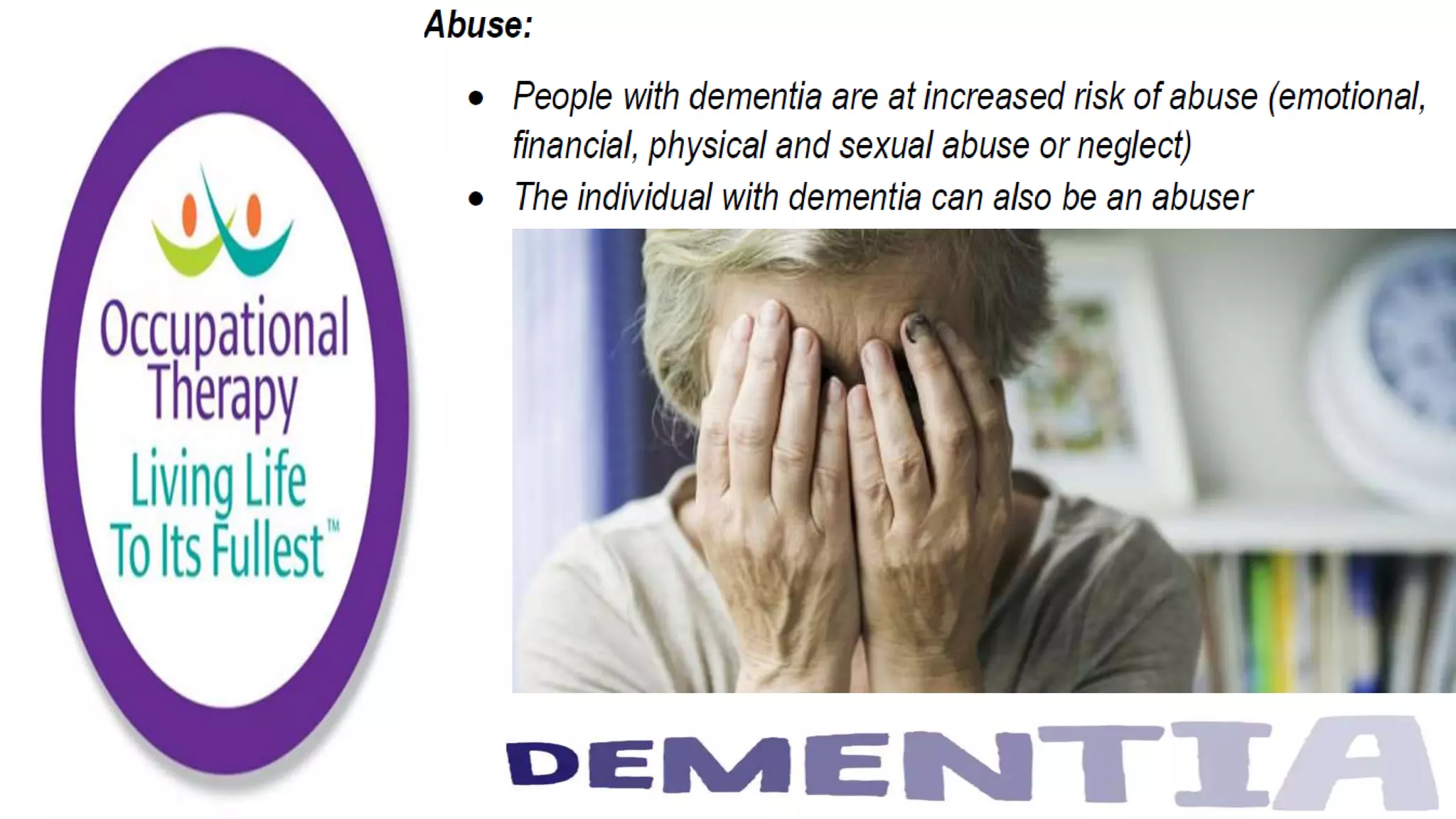 Occupational Therapy and Dementia Care part 2