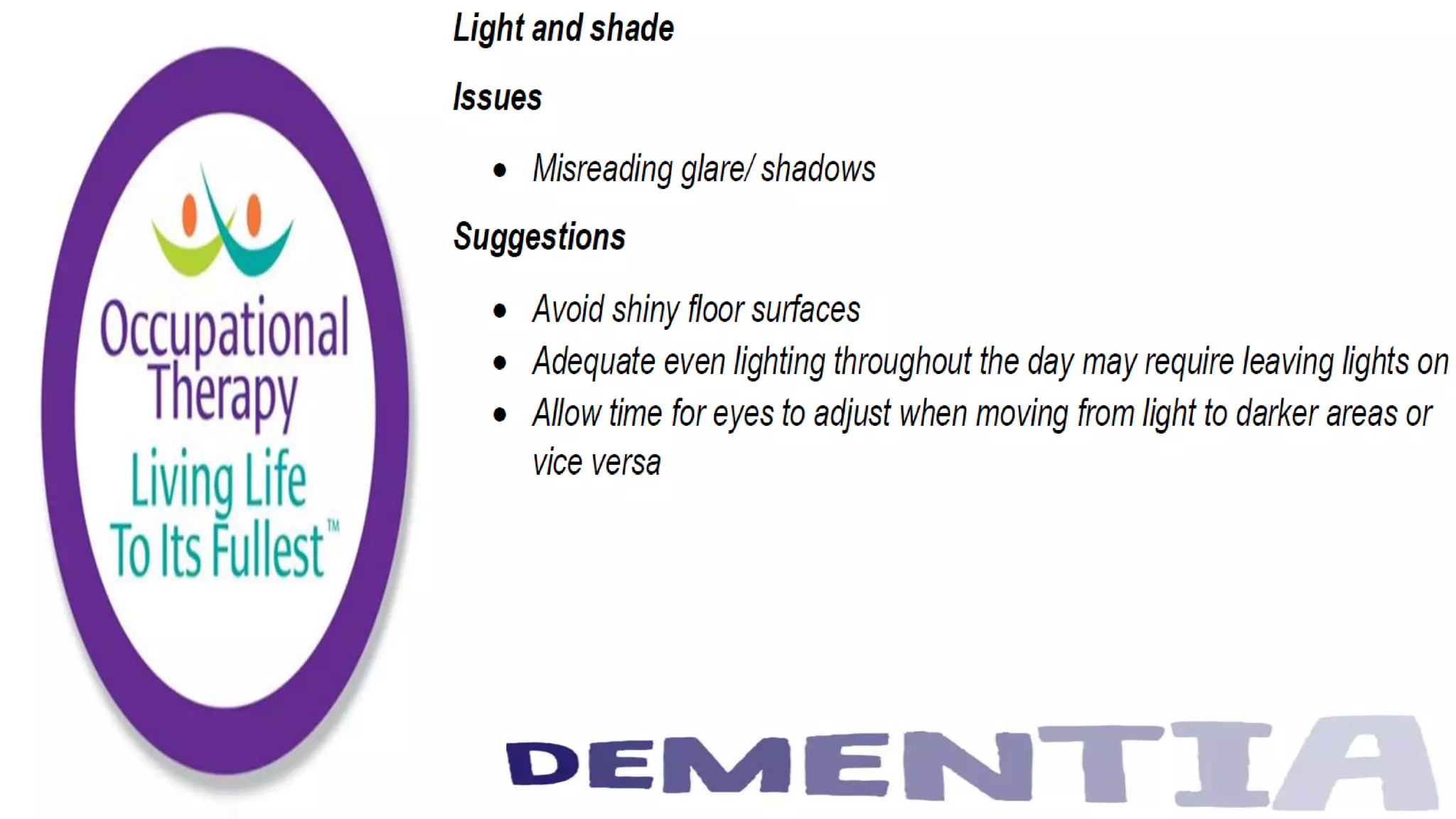 Occupational Therapy and Dementia Care part 2