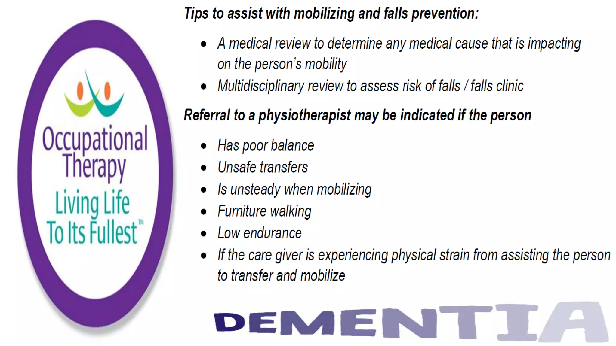 Occupational Therapy and Dementia Care part 3