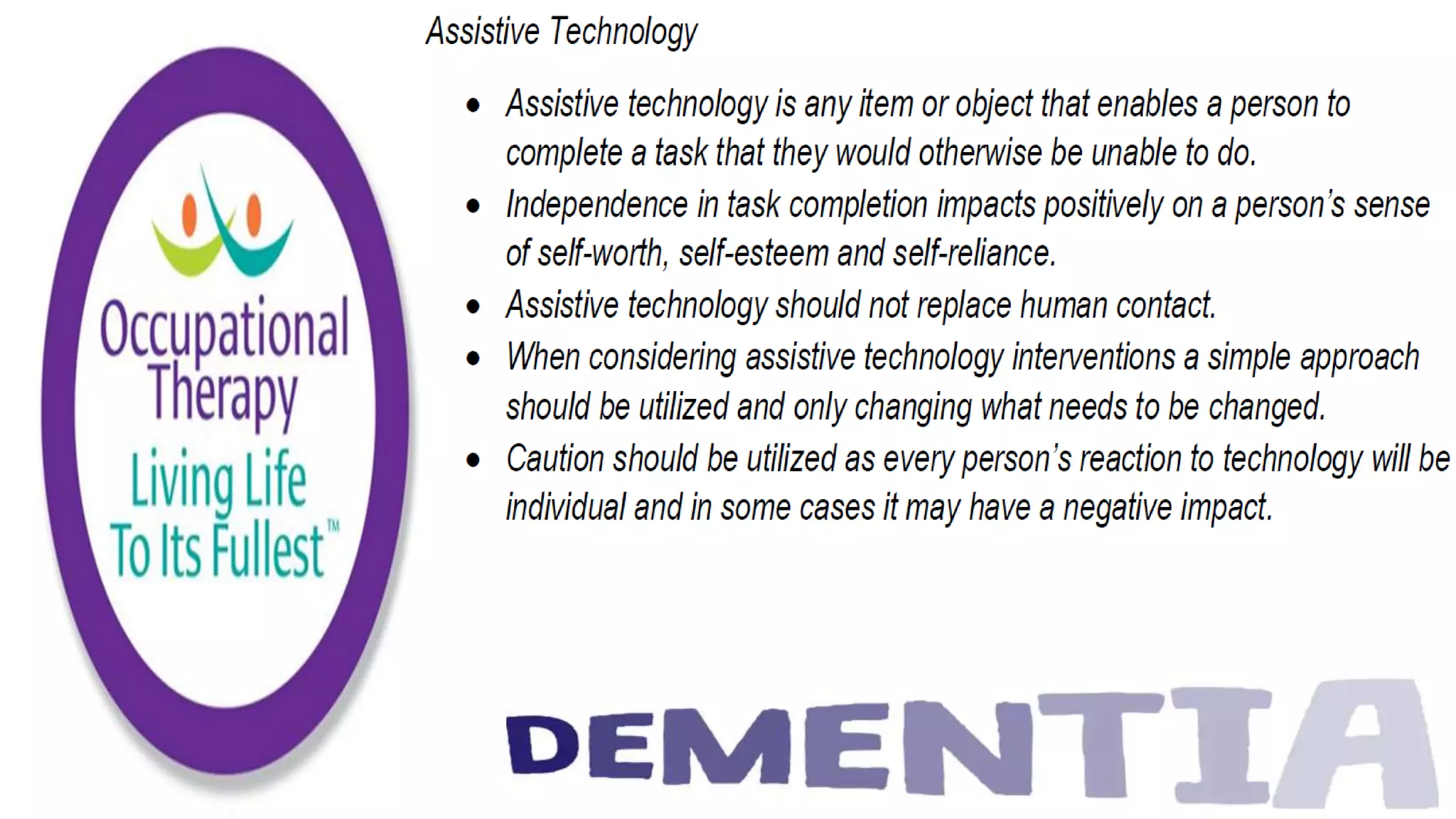 Occupational Therapy and Dementia Care part 3