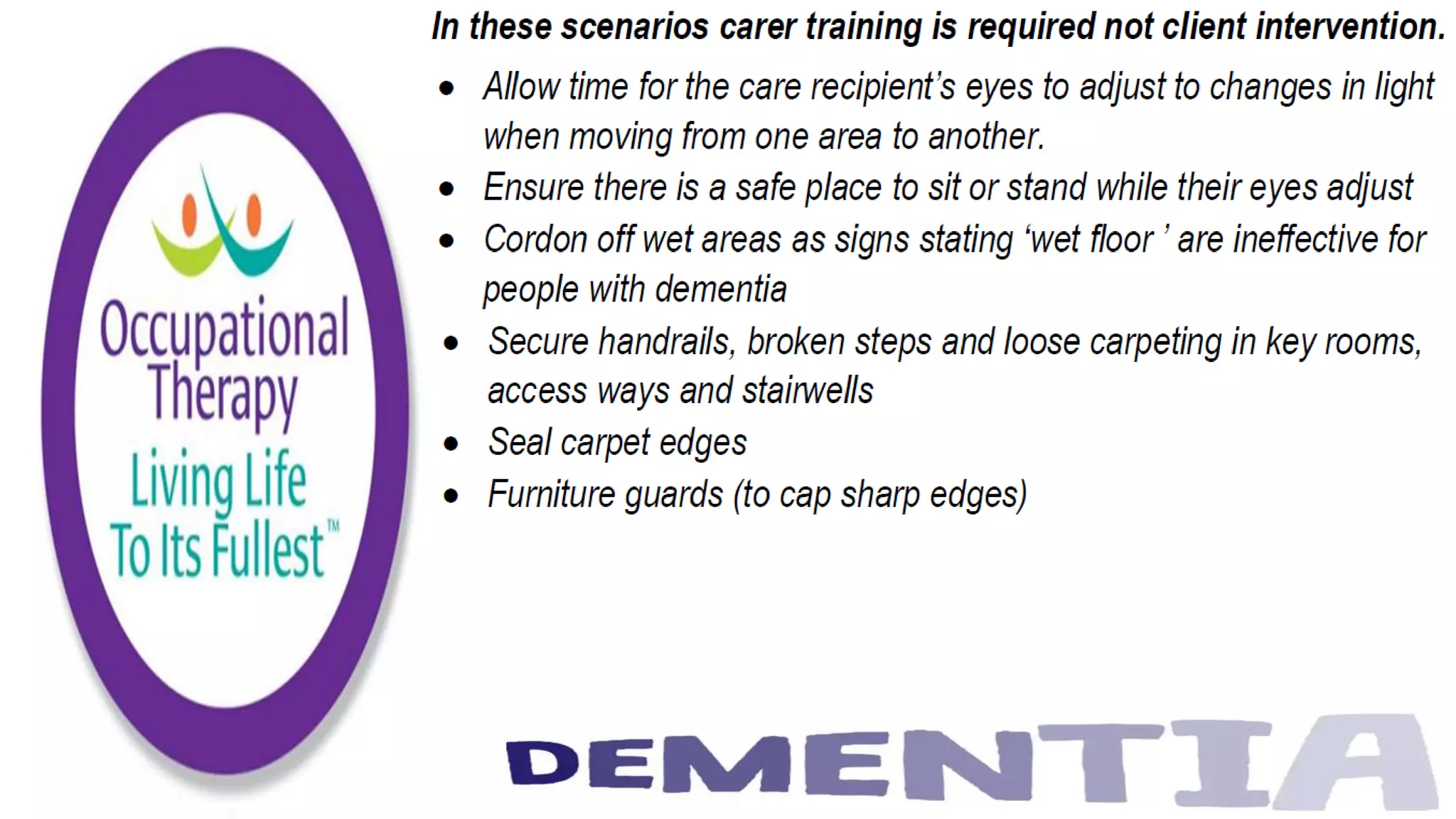 Occupational Therapy and Dementia Care part 3