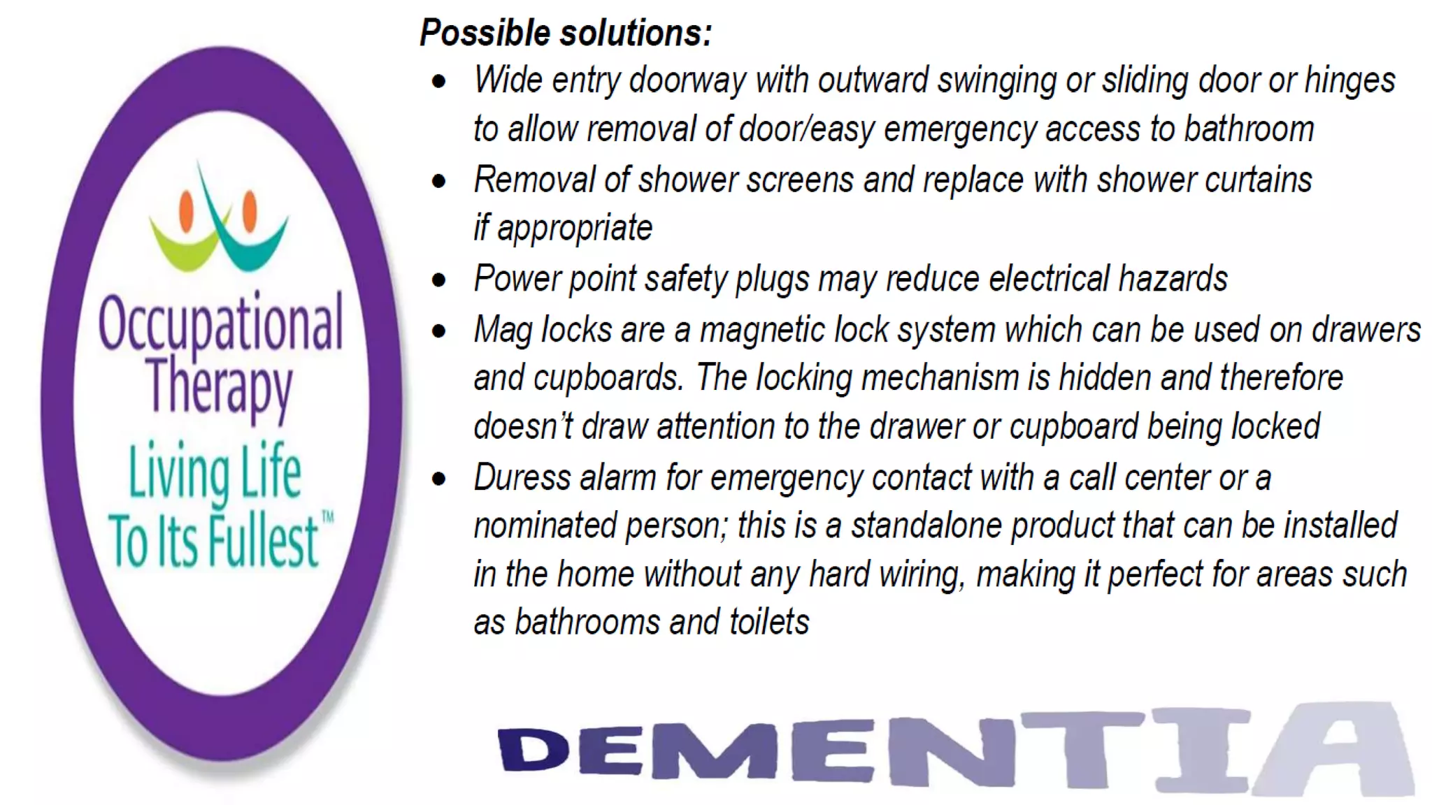 Occupational Therapy and Dementia Care part 3