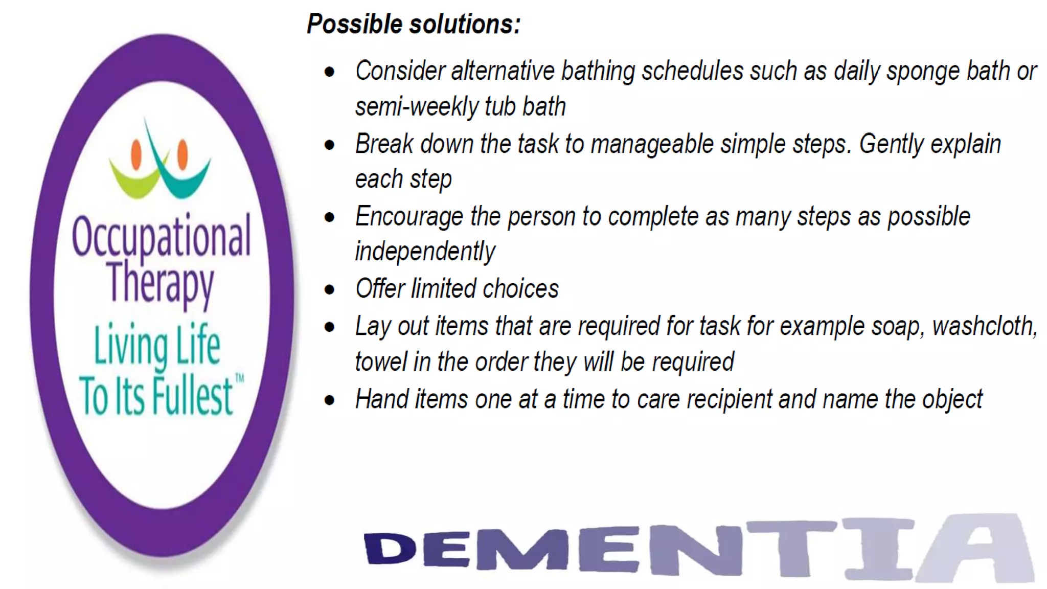 Occupational Therapy and Dementia Care part 3