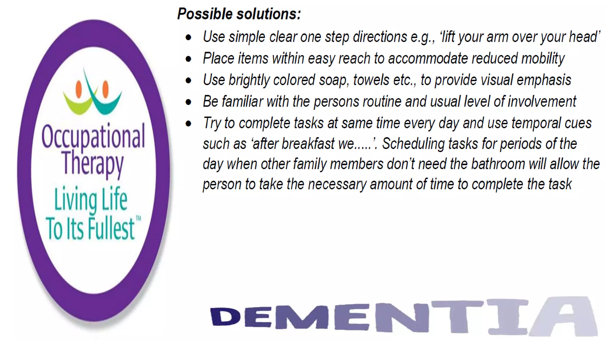 Occupational Therapy and Dementia Care part 3