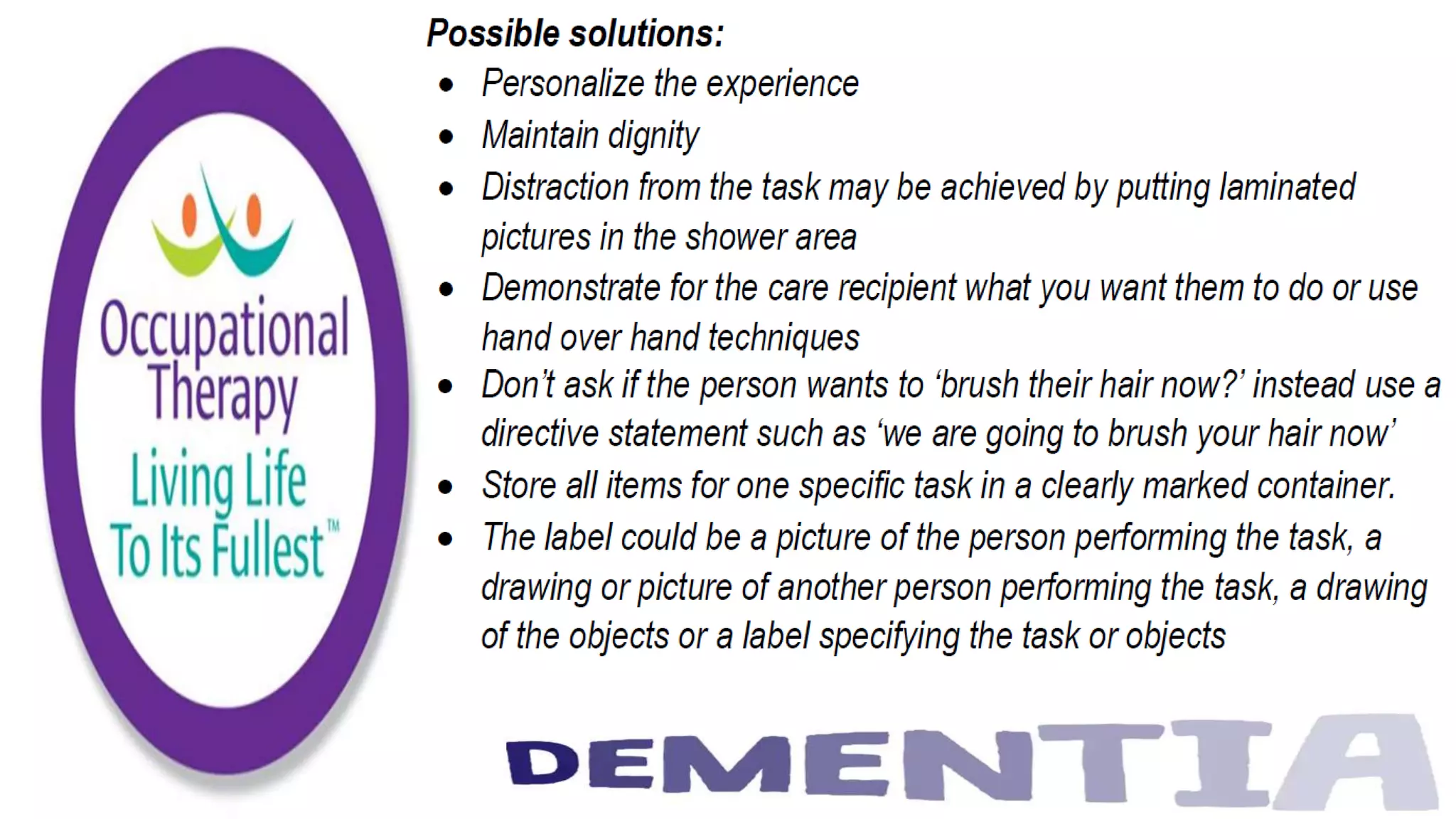 Occupational Therapy and Dementia Care part 3