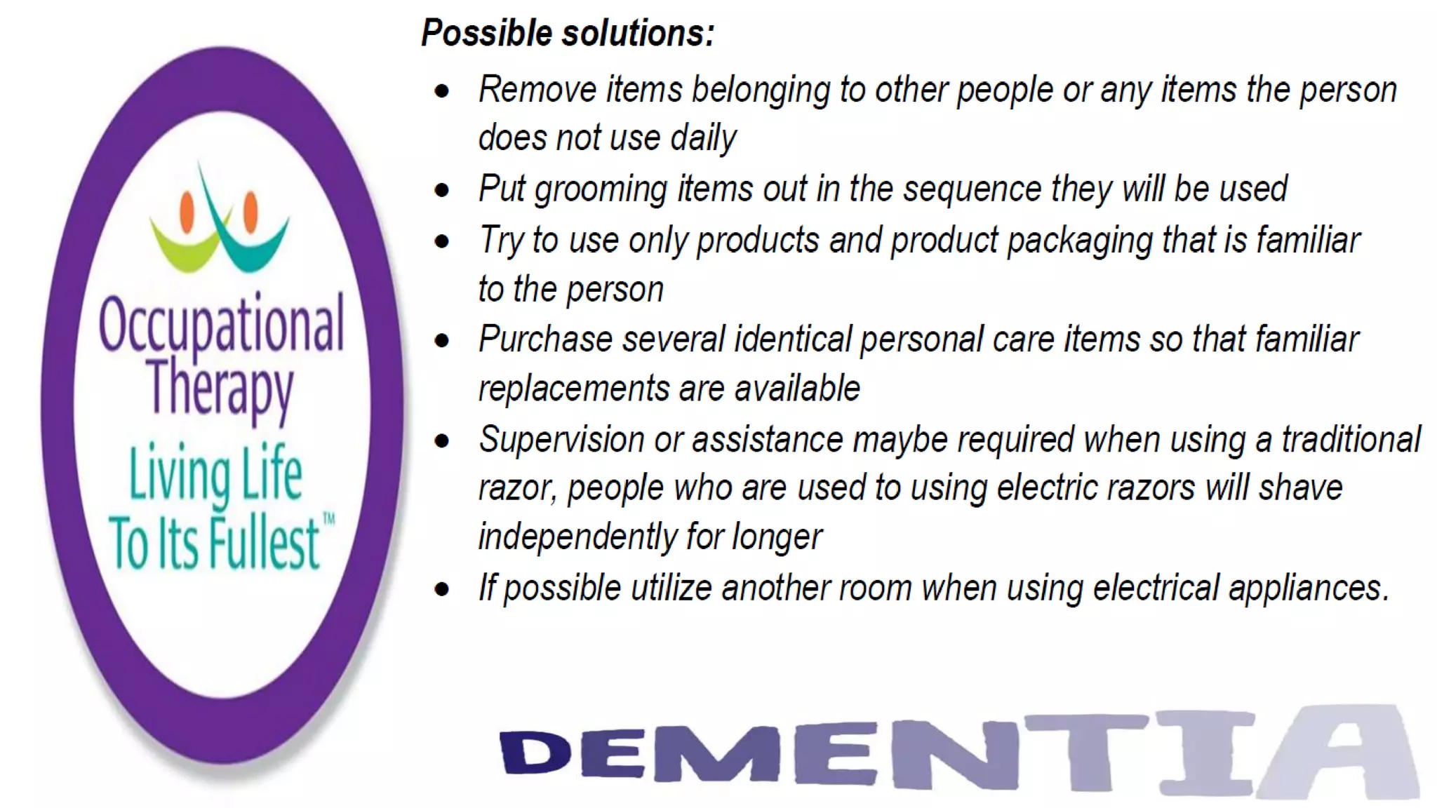 Occupational Therapy and Dementia Care part 3